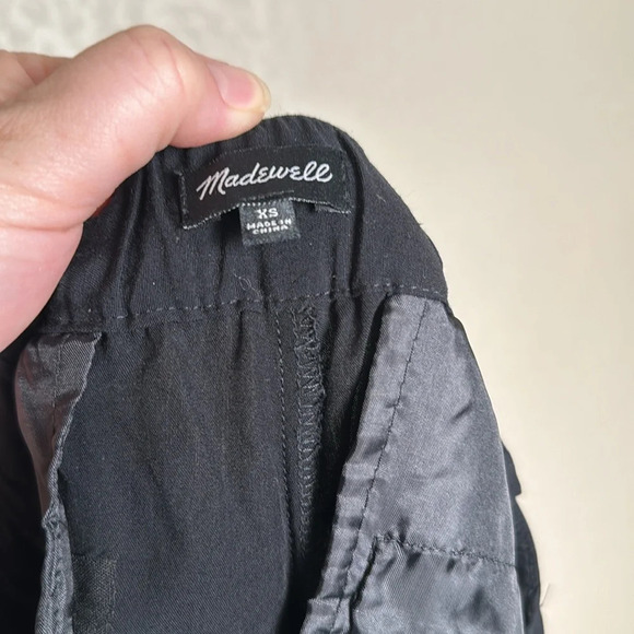 Madewell Womens Black XS Pants Elastic Tie Front Waist Pockets Side Slit Ankle - Picture 8 of 9